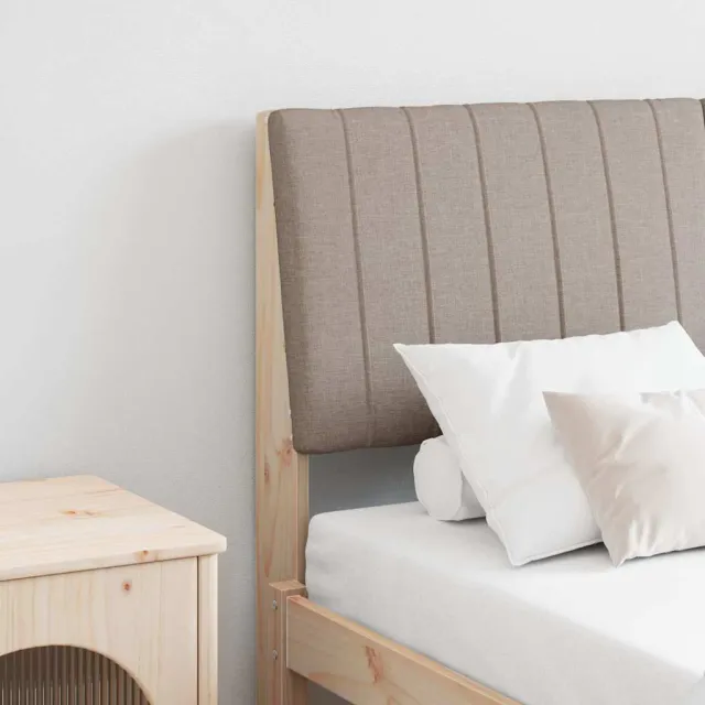 vidaXL Gestoffeerd hoofdbord Taupe 140 cm Massief grenenhout Bruin