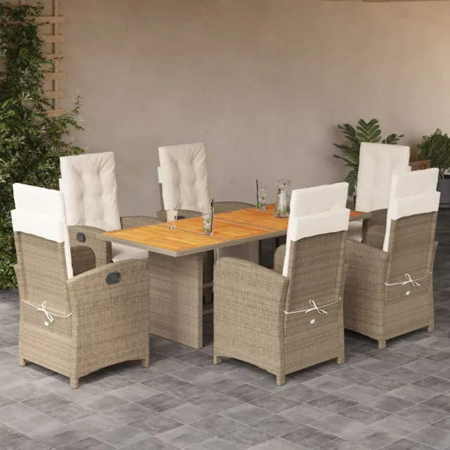 vidaXL 7-delige Tuinset met kussens poly rattan beige, foto 2