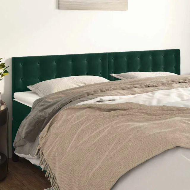 vidaXL Hoofdborden 180x5x78/88 cm fluweel donkergroen