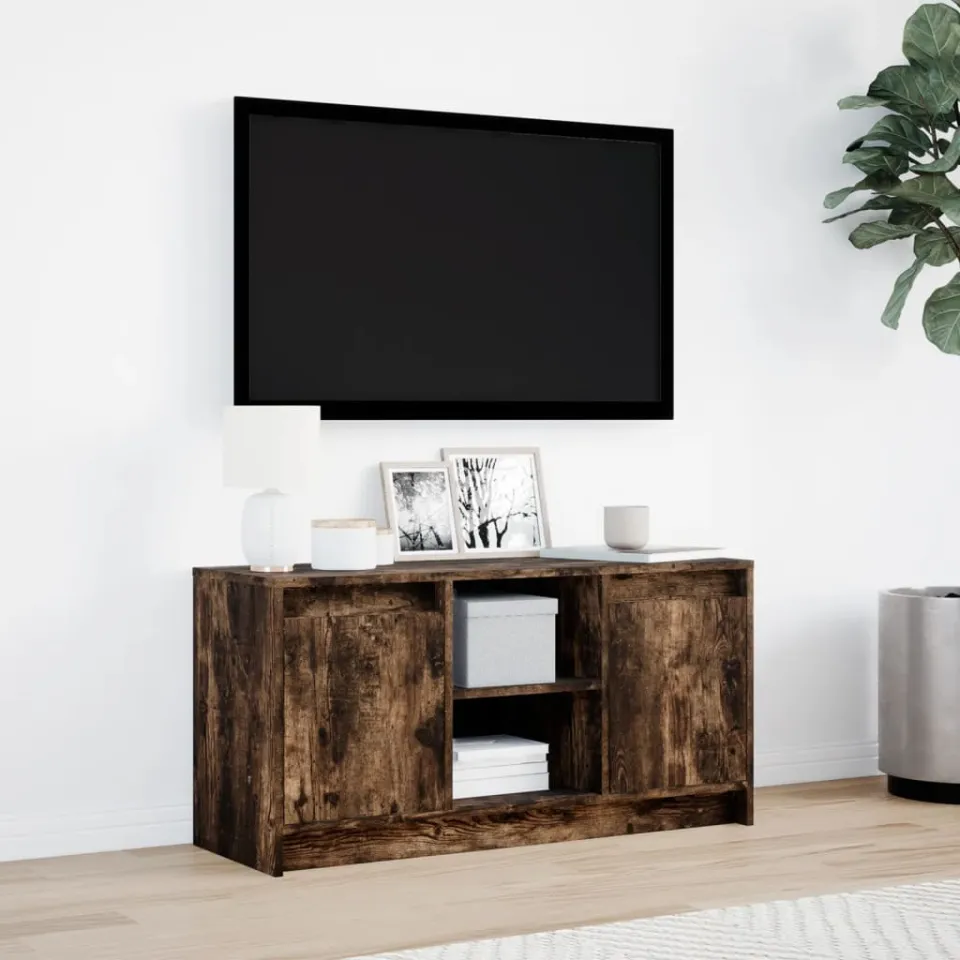vidaXL Tv-meubel met LED 100x34x50 cm bewerkt hout gerookt eikenkleur, foto 3