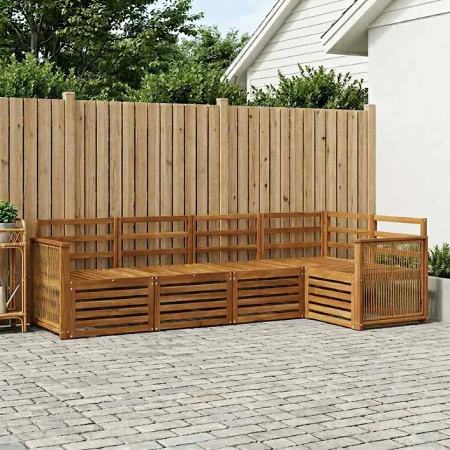 vidaXL Buiten bankenset 4 st 5-zits Naturel Massief Acaciahout Bruin
