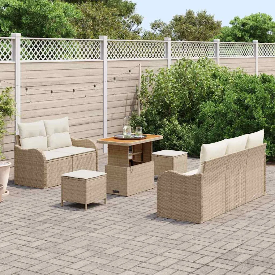vidaXL Tuinbankenset 8 st Beige poly rattan, foto 3