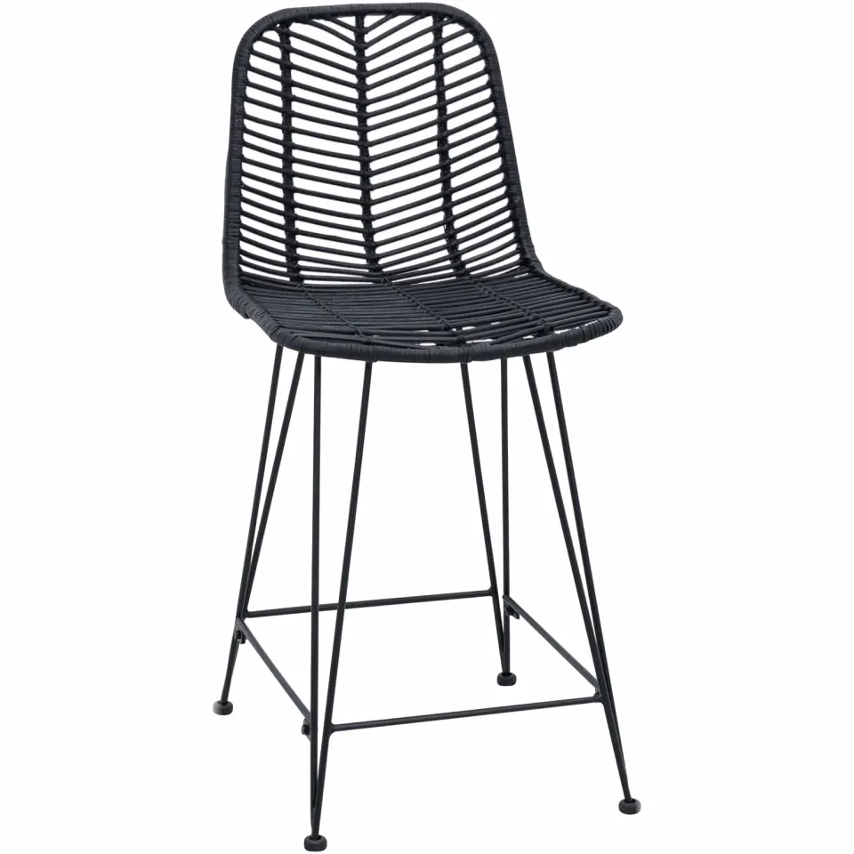 vidaXL Barkruk 2 st Zwart 44,5 x 54,5 x 97,5 cm Riet en IJzer, foto 4