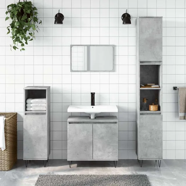 vidaXL Badkamerkast 58x33x60 cm bewerkt hout betongrijs grijs, foto 2