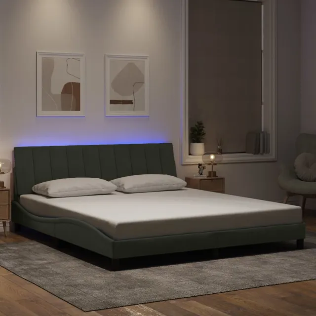 vidaXL Bedframe met LED zonder matras "Hanko" lichtgrijs 180x200 cm