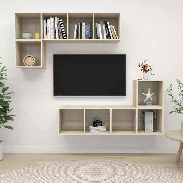 vidaXL 4-delige Tv-meubelset bewerkt hout sonoma eikenkleurig, foto 2