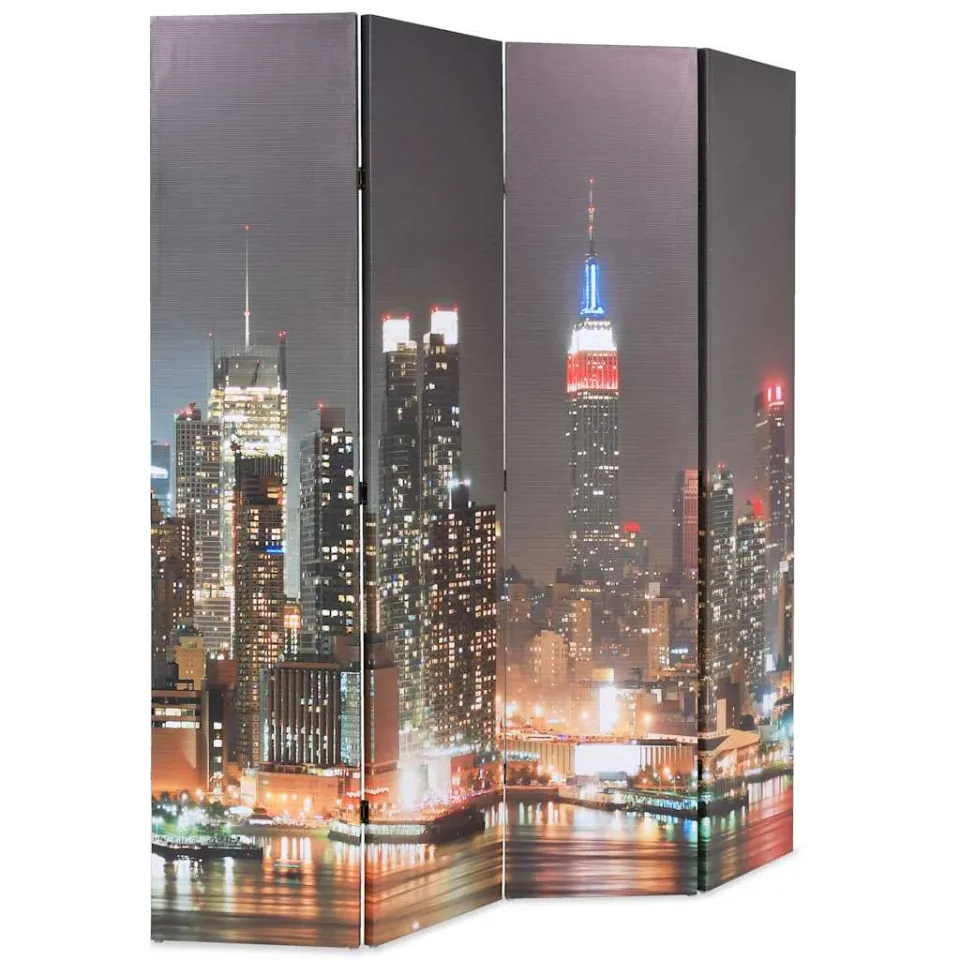 vidaXL Kamerscherm inklapbaar New York bij nacht 160x170 cm meerkleurig, foto 2