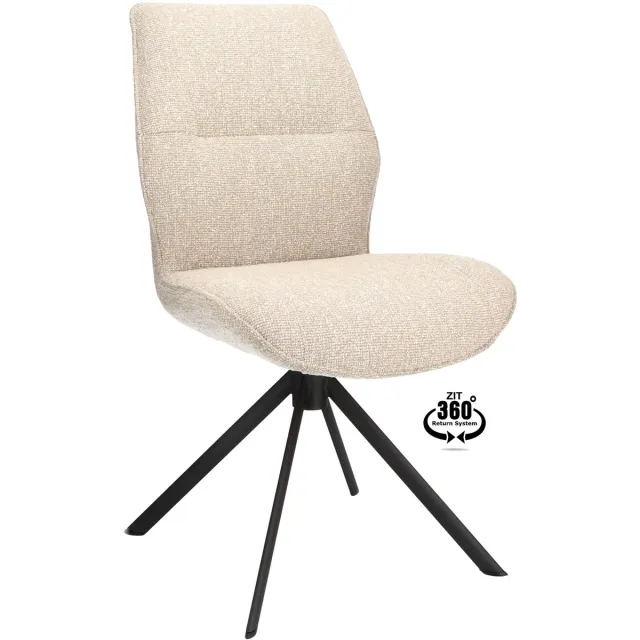 Icon Living Stoel Lux - Stof Lodge Beige - Leg Black 360° Return-System