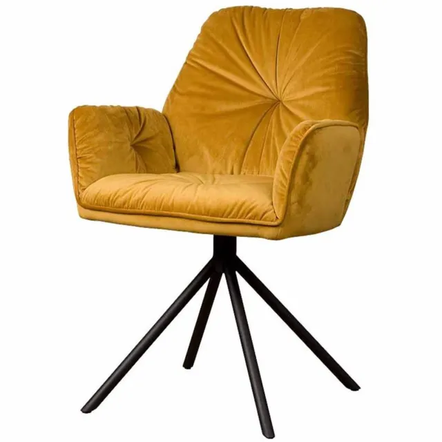Tower Living Eetkamerstoel Palma - Geel Stof - 63x62x90cm