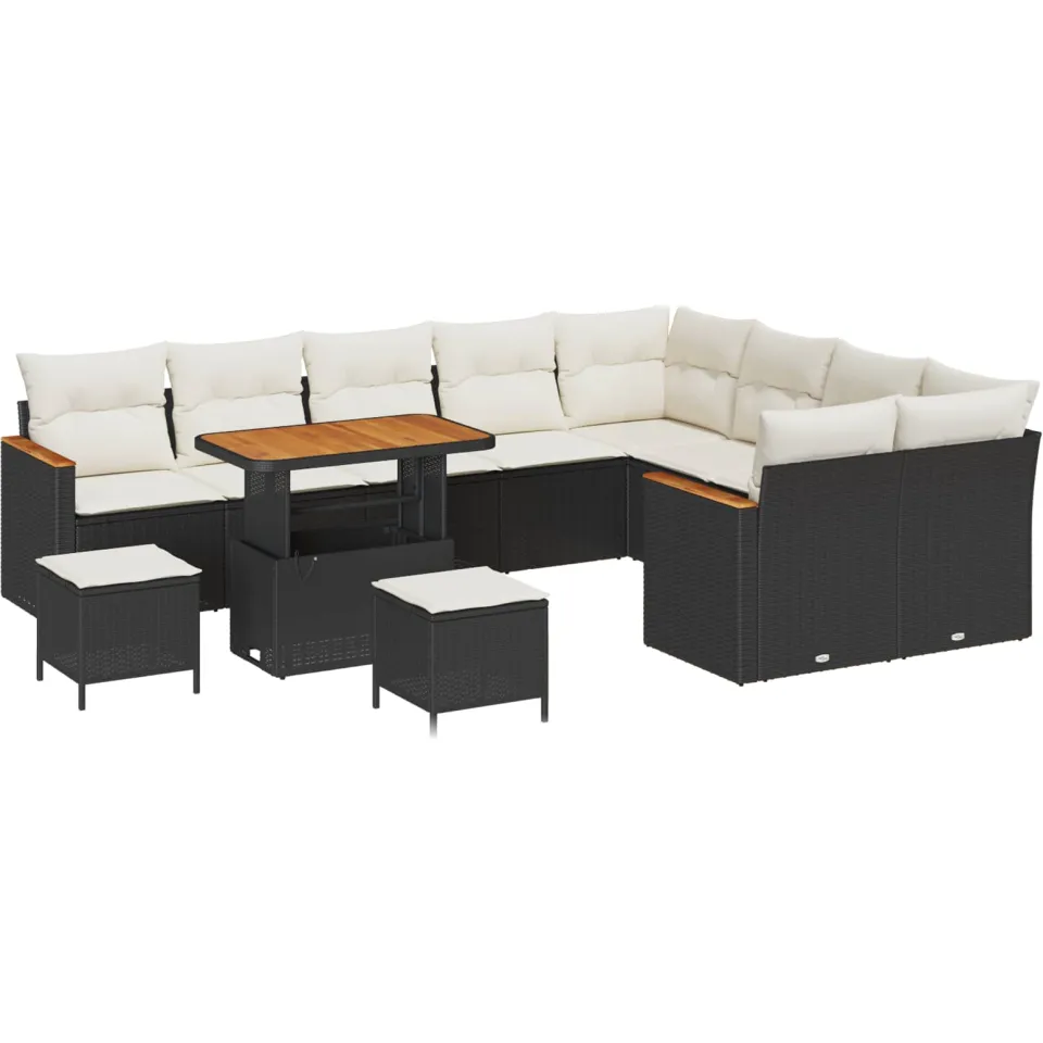 vidaXL Tuinbankenset 12 st Zwart poly rattan