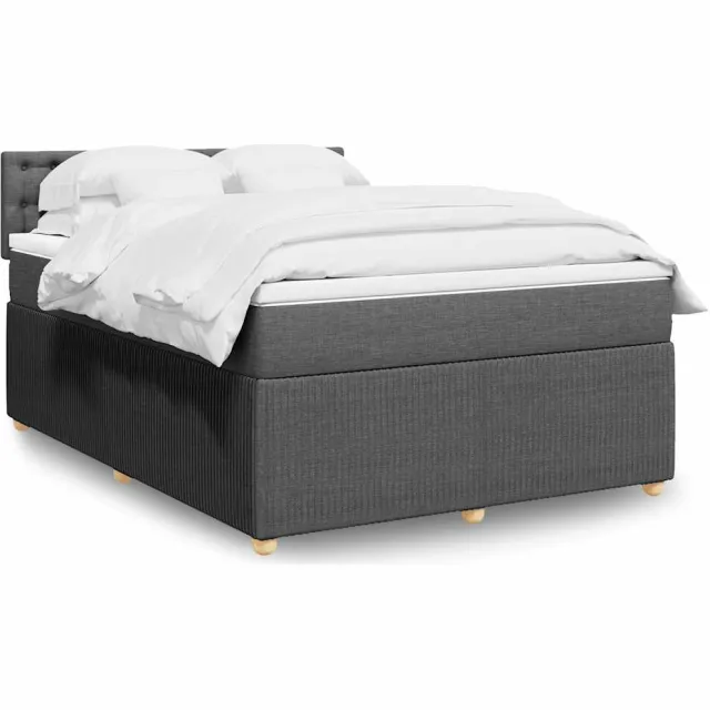 vidaXL Boxspring met matras stof donkergrijs 140x190 cm grijs