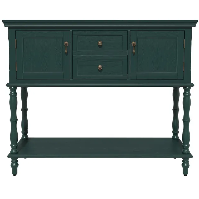 Mura Logistiek Mura Bijzettafel - Koffie Tafel - Sidetable - Opbergkast - Wandtafel - Halmeubel - 2 lades - 2 Opbergvakken- Hout - Groen