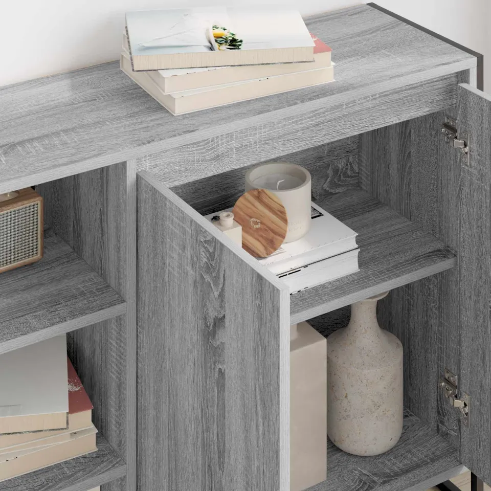 vidaXL Bijzetkast Grijs Sonoma 96.5 x 30 x 75 cm Bewerkt hout, foto 4