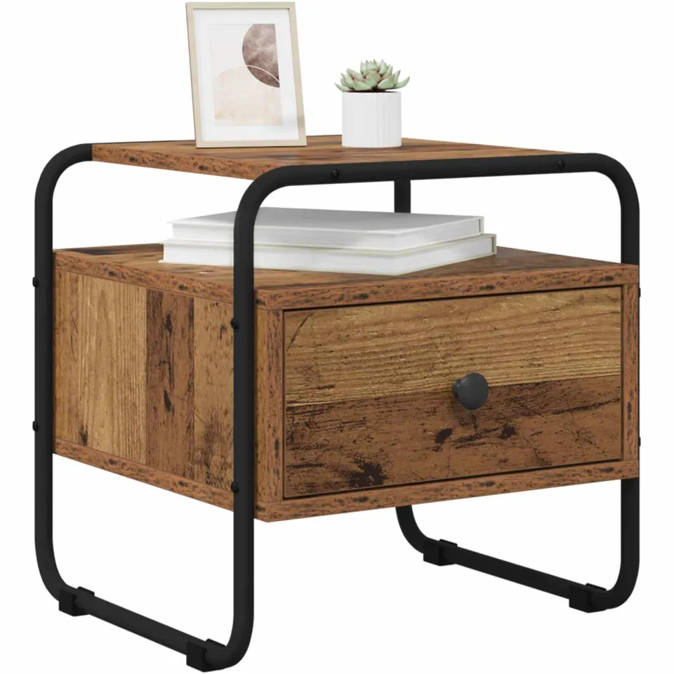 vidaXL Nachtkastje Oud hout 40 x 39.5 x 40 cm Bewerkt hout Bruin