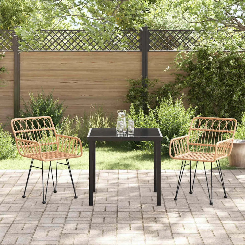 vidaXL Tuin eettafelset 3 st Bruin Gepoedercoat staal, foto 3