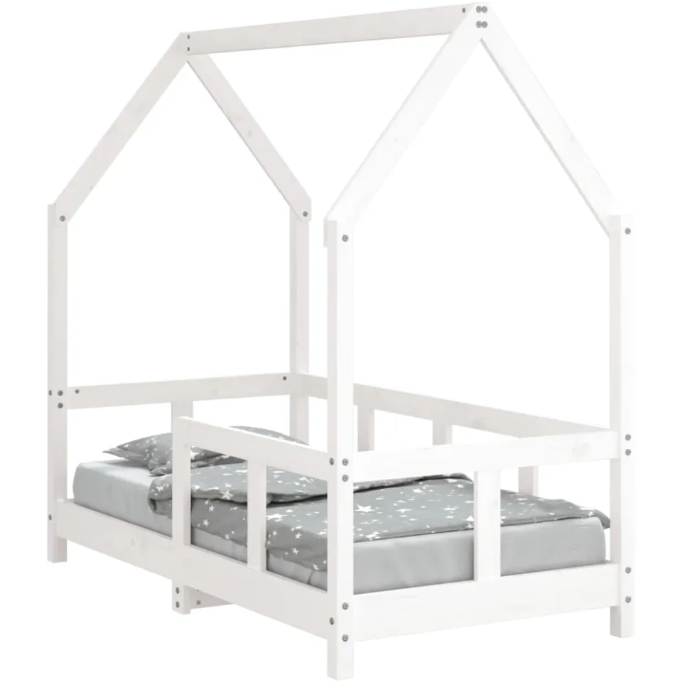 vidaXL Kinderbedframe 70x140 cm massief grenenhout wit, foto 3