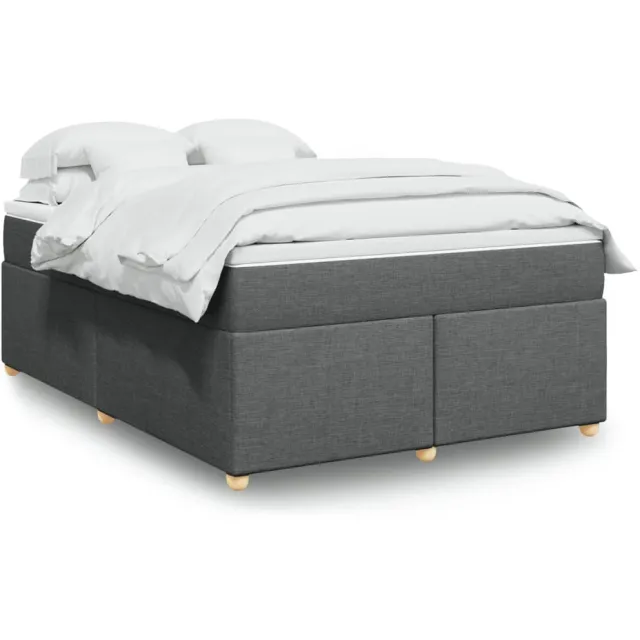 vidaXL Boxspring met matras stof donkergrijs 140x190 cm grijs