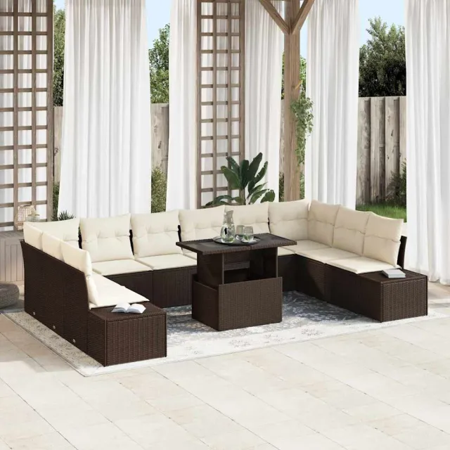 vidaXL Tuin Sofa Set 11 st Bruin poly rattan, foto 2