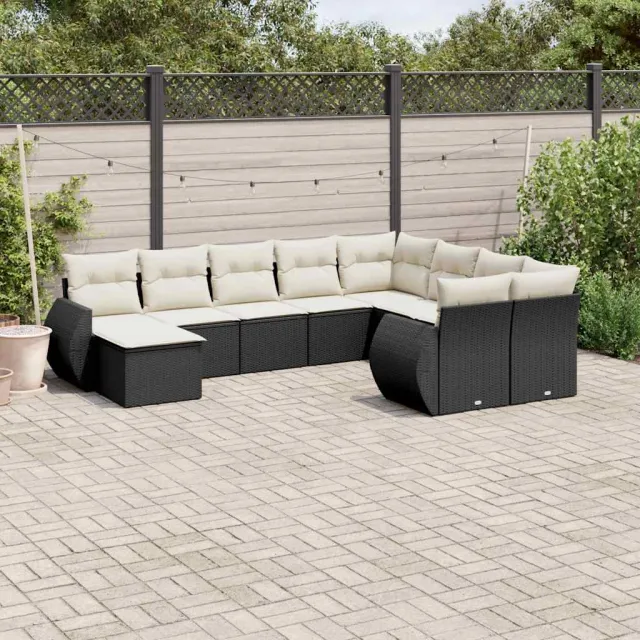 vidaXL Patio Sofa Set 9-zits Zwart en Crème, foto 2