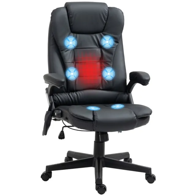 Clruro Bureaustoel - Hoge Rugleuning - Draaibare Massagestoel - Kunstleer - Zwart