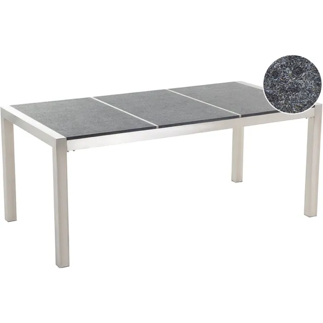 Beliani GROSSETO - Tuintafel - Grafietgrijs - 90 x 180 cm - Graniet