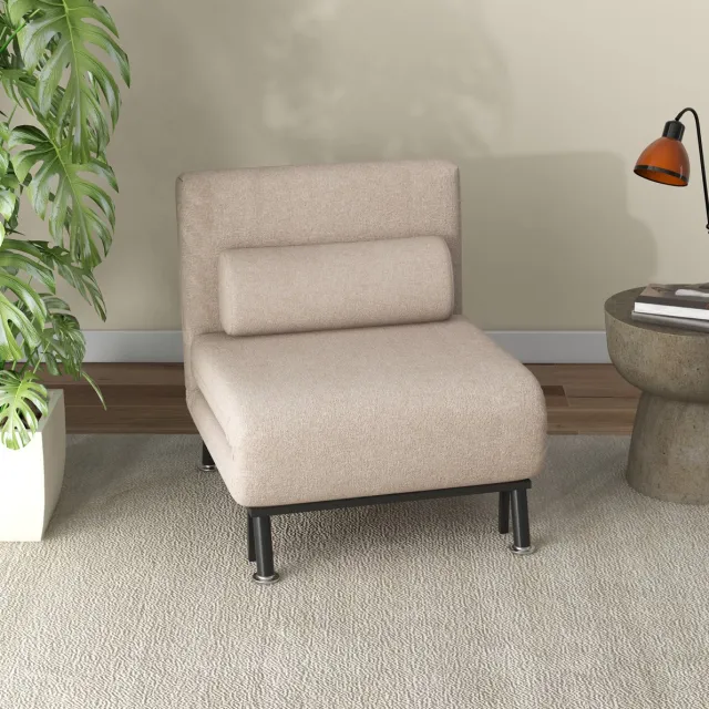 MODFU Slaapfauteuil Met Bedfunctie - Verstelbare Rugleuning - Modern - Polyester - Beige