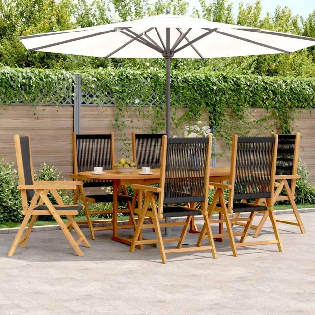 vidaXL 7-delige Tuinset polypropeen en massief hout zwart, foto 2