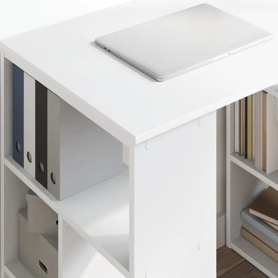 vidaXL Bureau Wit 90 x 50 x 75 cm Bewerkt hout, foto 4