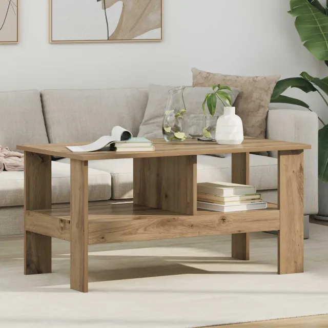 vidaXL Salontafel Artisan Eiken 90 x 50 x 45 cm Bewerkt hout, foto 2