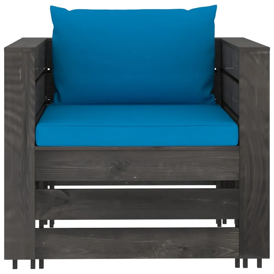 vidaXL 2-delige Loungeset met kussens grijs geïmpregneerd hout, foto 3