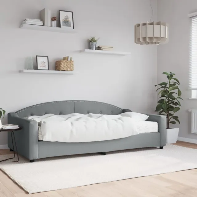 vidaXL Slaapbank met matras 100x200 cm stof lichtgrijs grijs