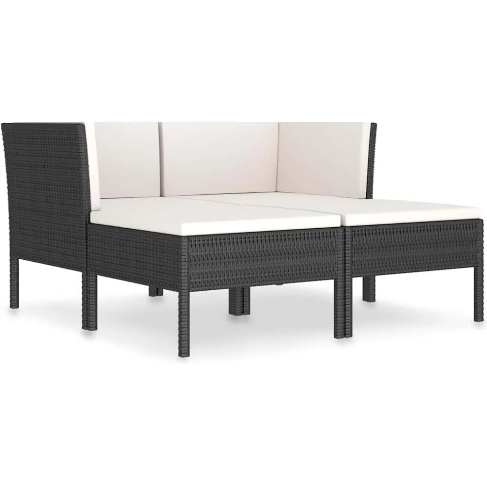 vidaXL 4-delige Loungeset met kussens poly rattan zwart