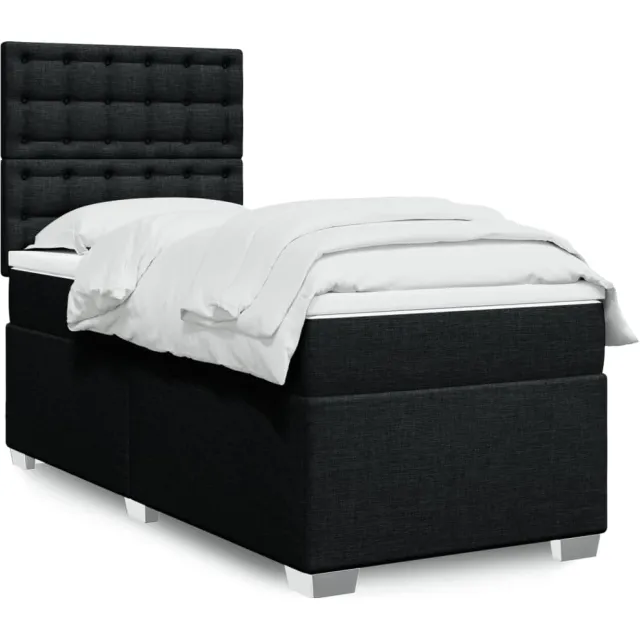 vidaXL Boxspring met matras stof zwart 90x200 cm