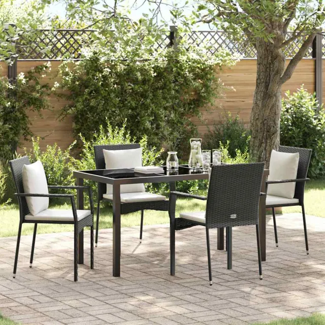 vidaXL Tuin eettafelset 5 st Zwart poly rattan