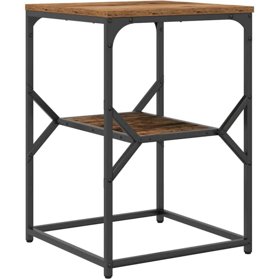 vidaXL Bijzettafel Oud Hout 41 x 40 x 60 cm Engineered hout en staal, foto 3