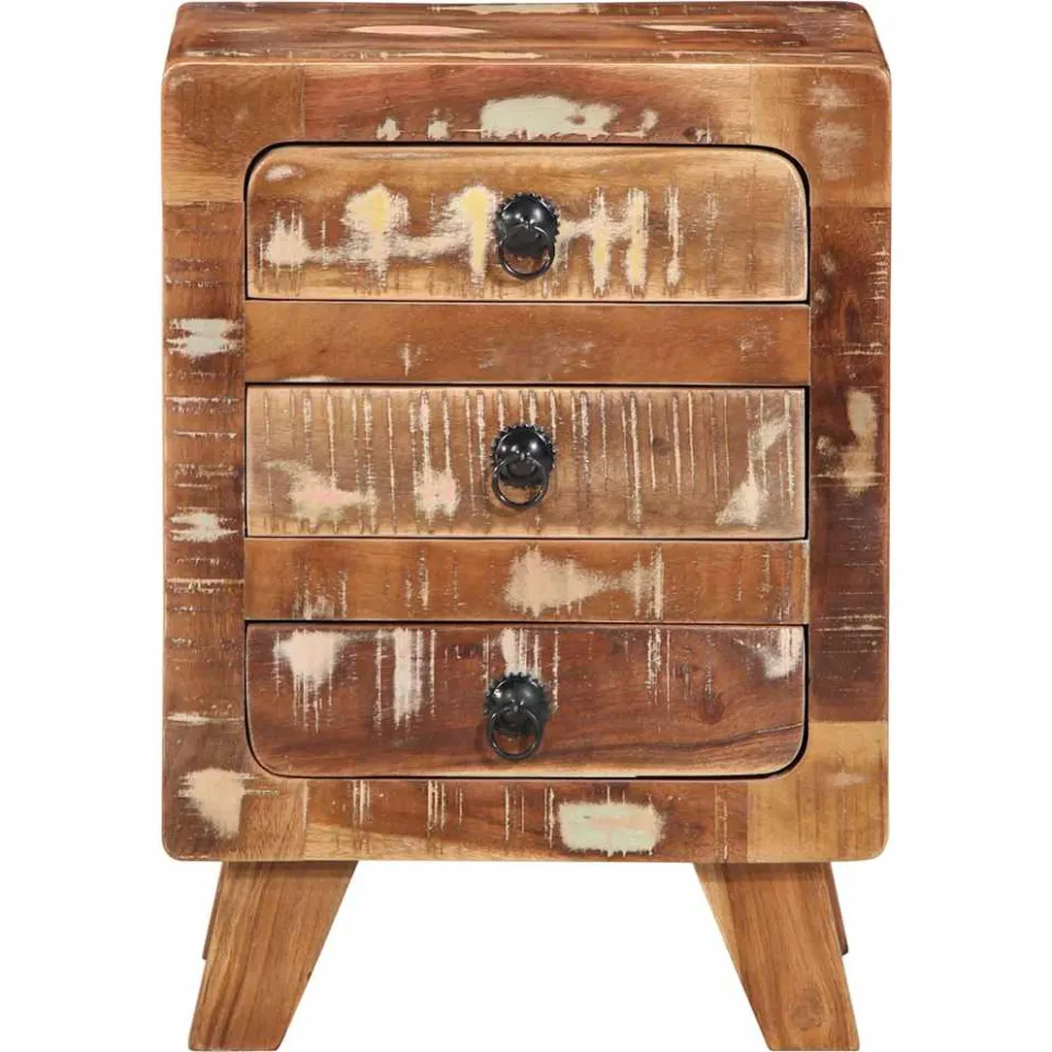 vidaXL Nachtkastje 2 st 37x32x50 cm massief gerecycled hout bruin, foto 2