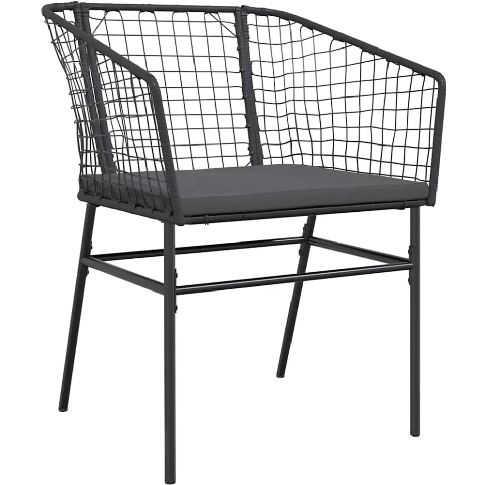 vidaXL 7-delige Tuinset met kussens poly rattan glas zwart