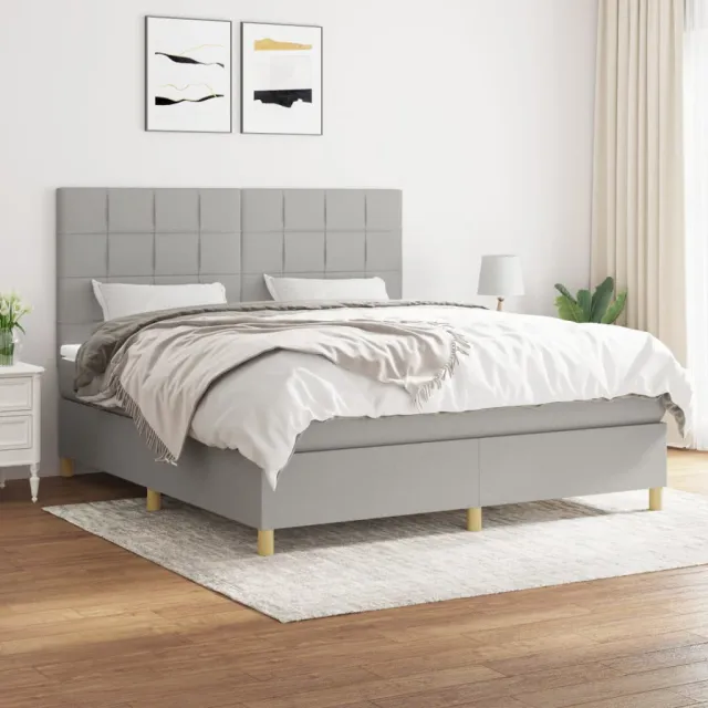 vidaXL Boxspring met matras stof lichtgrijs 160x200 cm grijs