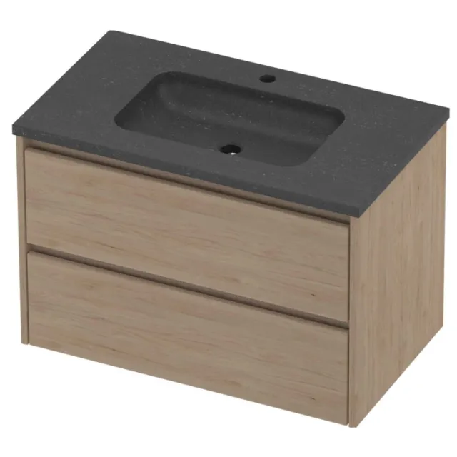 Proline Rollo Badmeubelset Hardsteen Elegant 1 Kraangat 80x46x54 cm Blue Stone Ideal Oak Eiken