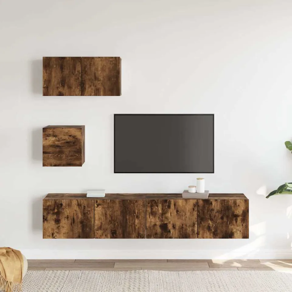 vidaXL 4-delige Tv-meubelset bewerkt hout gerookt eikenkleurig, foto 3