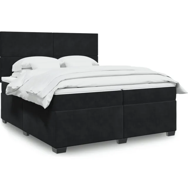 vidaXL Boxspring met matras fluweel zwart 200x200 cm