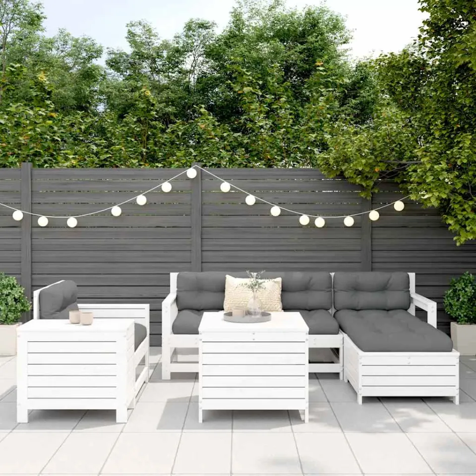 vidaXL 7-delige Loungeset massief grenenhout wit, foto 2