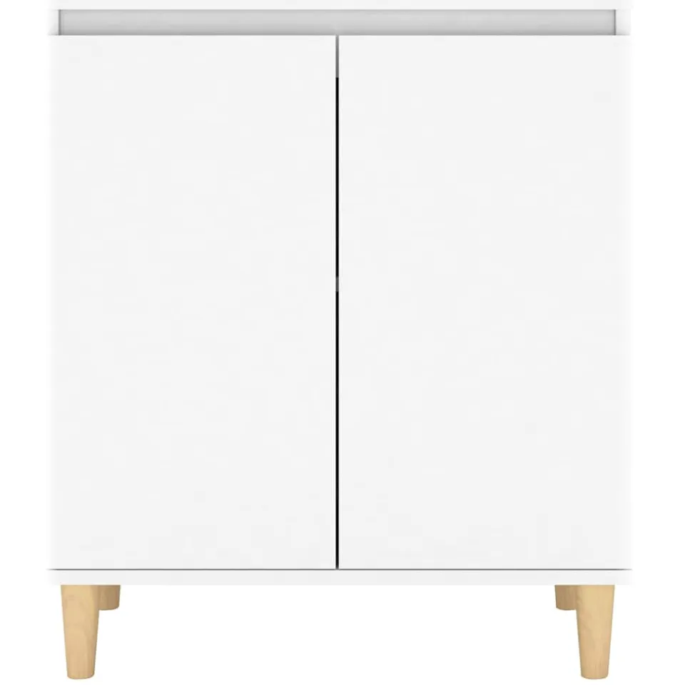 vidaXL Dressoir met massief houten poten 60x35x70 cm bewerkt hout wit, foto 4