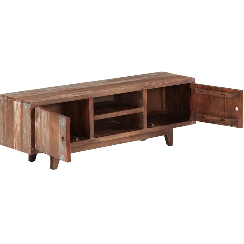 vidaXL Tv-meubel vintage stijl 118x30x40 cm massief acaciahout bruin, foto 3