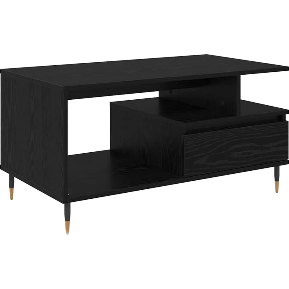 vidaXL Salontafel Zwart Eiken 90 x 49 x 45 cm Bewerkt hout, foto 3