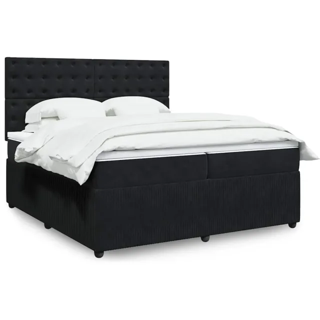 vidaXL Boxspring met matras fluweel zwart 200x200 cm