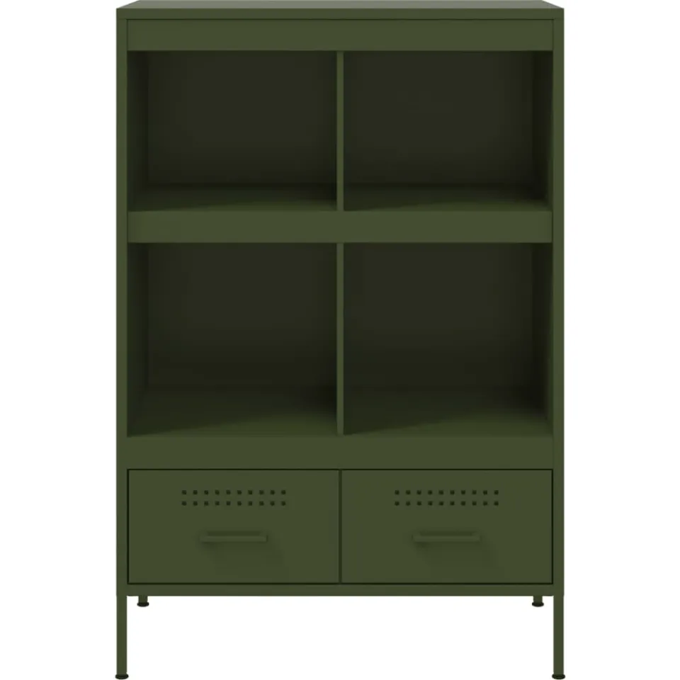 vidaXL Hoge kast 68x39x101,5 cm staal olijfgroen, foto 4