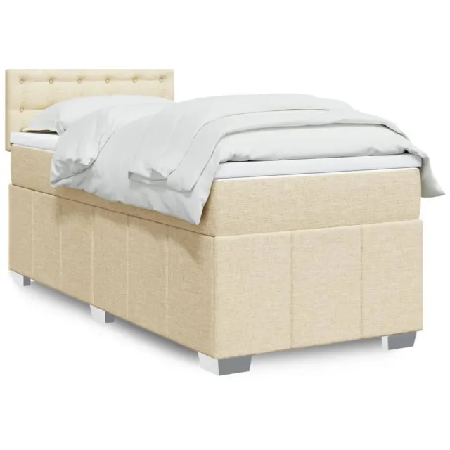 vidaXL Boxspring met matras stof crèmekleurig 80x200 cm