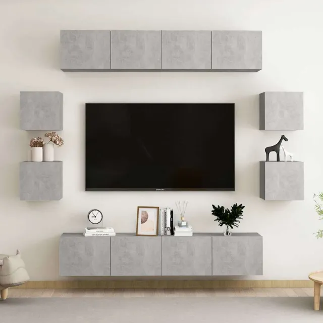 vidaXL 8-delige Tv-meubelset bewerkt hout betongrijs grijs, foto 2