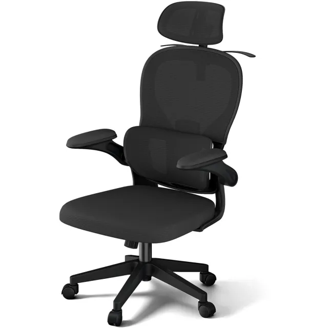 NAIZY Bureaustoel - Ergonomisch - Draagvermogen tot 150kg - Multifunctioneel Verstelbaar - Met Kledinghaak - Draaistoel voor Kantoor & Thuiswerken - Zwart - NAIZY